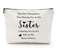 Bolsa de maquillaje de lona, regalos de propuesta de dama de honor, divertidos regalos de boda para damas de honor, accesorios de fiesta nupcial, idea de regalo para novia tribu, Lo único mejor que