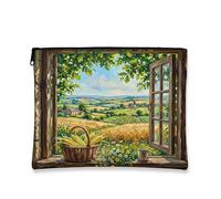Bolsa de maquillaje de maíz de granja, cesta de verduras para ventana de campo, bolsa de viaje para mujeres y niñas, organizador portátil de lona con cremallera, bolsa de aseo para plantas, 7 x 9