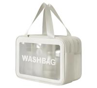 Bolsa de maquillaje de mano, cosméticos de viaje, gran capacidad, lavado transparente para el cuidado de la piel, maquillaje de mano, artículos de tocador de viaje, cosméticos de gran capacidad, White
