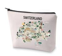Bolsa de maquillaje de mapa de Suiza, regalo de la ciudad de Suiza, bolsa de cosméticos de viaje para mudarse a Suiza, Suiza