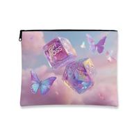 Bolsa de maquillaje de mariposa, bolsas de viaje para cosméticos de dados 3D coloridos para mujer, bolsa pequeña portátil de lona con cremallera, organizador de cuidado de la piel para regalo de