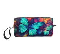 Bolsa de maquillaje de mariposa colorida, resistente al agua, organizador de artículos de aseo de viaje para mujeres y hombres, bolsa de almacenamiento de cosméticos de fantasía con cremallera, bolsa
