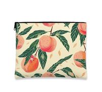Bolsa de maquillaje de melocotón, bolsa de viaje con patrón de frutas vintage para mujer, organizador portátil de lona con cremallera, regalo de verano, bolsa de aseo para el cuidado de la piel