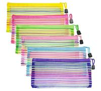 Bolsa de maquillaje de nailon para cosméticos, organizador de viaje para bolso, bolsa de pañales, organización del hogar, a rayas, varios tamaños, Rosado, 6 Packs-Striped Mix 6 Colors, Moda