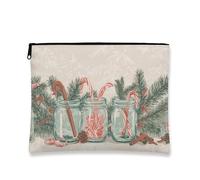 Bolsa de maquillaje de Navidad, tarro vintage de bastón de caramelo, bolsa de viaje para mujeres, organizador portátil de lona pequeño con cremallera, bolsa de aseo para el cuidado de la piel de