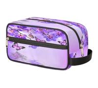 Bolsa de maquillaje de orquídea morada para mujeres, hombres, niños, niñas, niños, niñas, niños, bolsa de lavado morada, bolsa de viaje para artículos de aseo personal, neceser organizador de