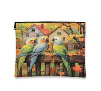 Bolsa de maquillaje de otoño con diseño de loro, divertida bolsa de viaje para mujeres, regalos para niñas, casas, organizador portátil de lona con cremallera, 7 x 9 pulgadas