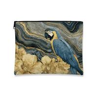 Bolsa de maquillaje de pájaro exótico, bolsa de viaje artística floral azul guacamayo para mujer, organizador portátil de lona con cremallera, regalo tropical para el cuidado de la piel, Azul, 7x9