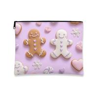 Bolsa de maquillaje de pan de jengibre, bolsa de viaje con patrón de galletas de melocotón para mujer, organizador portátil de lona con cremallera, bolsa de aseo para el cuidado de la piel de