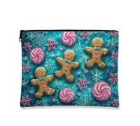Bolsa de maquillaje de pan de jengibre, bolsa de viaje con patrón de galletas festivas para mujer, organizador portátil de lona con cremallera, bolsa de aseo para el cuidado de la piel de vacaciones