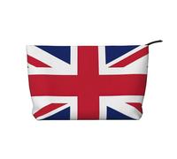 Bolsa de maquillaje de pana con bandera del Reino Unido, bolsa organizadora de cosméticos de viaje, Black, Talla única