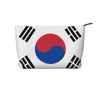 Bolsa de maquillaje de pana con cremallera, diseño de bandera de la República de Corea, bolsa de cosméticos para viajes, artículos de tocador y uso diario