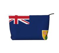 Bolsa de maquillaje de pana con cremallera, diseño de bandera de las Islas Turcas y Caicos, bolsa de cosméticos para viajes, artículos de tocador y uso diario