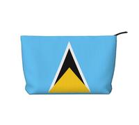 Bolsa de maquillaje de pana con cremallera, diseño de la bandera de Santa Lucía, bolsa de cosméticos para viajes, artículos de tocador y uso diario