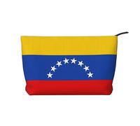 Bolsa de maquillaje de pana con la bandera de Venezuela, versátil bolsa de cosméticos con cremallera para uso diario y organizador de capacidad de viaje, Black, Talla única
