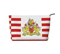 Bolsa de maquillaje de pana con la bandera del Senado de Bremen, organizador de cosméticos y artículos de tocador con cremallera, práctica bolsa para maquillaje de mujer, color negro, talla única