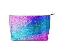 Bolsa de maquillaje de pana con lentejuelas brillantes, versátil bolsa de cosméticos con cremallera para uso diario y organizador de capacidad de viaje, Black, Talla única