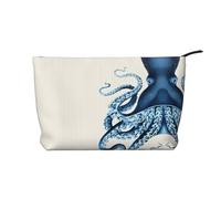 Bolsa de maquillaje de pana de pulpo, versátil bolsa de cosméticos con cremallera para uso diario y organizador de capacidad de viaje, Black, Talla única
