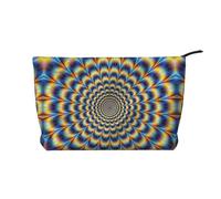 Bolsa de maquillaje de pana GIF con ilusión óptica en espiral, bolsa de cosméticos versátil con cremallera para uso diario y organizador de capacidad de viaje, Black, Talla única