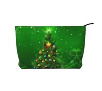 Bolsa de maquillaje de pana para regalos de árboles de Navidad, bolsa de cosméticos versátil con cremallera para uso diario y organizador de capacidad de viaje, Black, Talla única