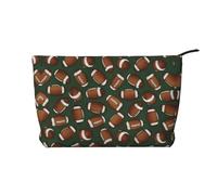 Bolsa de maquillaje de pana verde de fútbol, bolsa de cosméticos versátil con cremallera para uso diario y organizador de capacidad de viaje, Black, Talla única