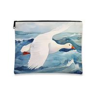 Bolsa de maquillaje de pato de acuarela, bolsa de cosméticos artística para viajes, organizador portátil de lona con cremallera para mujeres, aventuras perfectas de verano, Blanco, 7x9 Inch, Pato