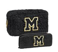 Bolsa de maquillaje de pelo de cordero con bolsa de pinceles de maquillaje, regalo de cumpleaños personalizado para el mejor, regalo único para negro bolsa de maquillaje caro (M, One Size)