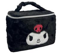Bolsa de maquillaje de peluche Kawaii suave con diseño 3D bolsillos organizados y asa superior 23 × 14 × 16 cm, Kuromi, Beauty