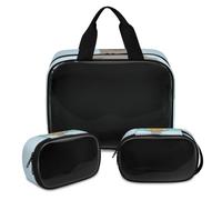 Bolsa de maquillaje de perezoso feliz de verano para mujeres y hombres, bolsa de cosméticos translúcida de perezoso, bolsa de baño, bolsa de ducha, 3 piezas, organizador de cosméticos de viaje, color,
