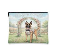 Bolsa de maquillaje de perro belga Malinois para boda, anillo floral de matrimonio, bolsa de viaje para mujeres, regalos para niñas, organizador portátil de lona con cremallera, 7 x 9 pulgadas