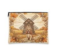 Bolsa de maquillaje de perro Cocker Spaniel de otoño, bolsa de viaje vintage para mujeres, regalos para niñas, organizador portátil de lona con cremallera de 7 x 9 pulgadas