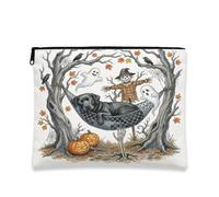 Bolsa de maquillaje de perro Labrador Retriever de Halloween para otoño, bolsa de viaje de 7 x 9 pulgadas, divertida bolsa de cosméticos de esqueleto fantasma para mujeres, organizador portátil