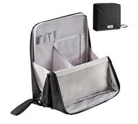 Bolsa de maquillaje de pie, bolsa de paletas, organizador impermeable con múltiples compartimentos, portátil, para cosméticos, viajes, adolescentes, mujeres, espejo, Black, Refer to description
