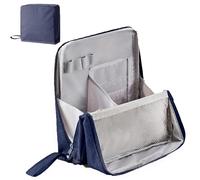 Bolsa de maquillaje de pie de tela Oxford multiusos de gran capacidad, organizador de lona ligero y portátil con múltiples compartimentos, diseño vertical for viajes, trabajo y uso diario.(Navy)