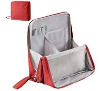 Bolsa de maquillaje de pie de tela Oxford multiusos de gran capacidad, organizador de lona ligero y portátil con múltiples compartimentos, diseño vertical for viajes, trabajo y uso diario.(Red)