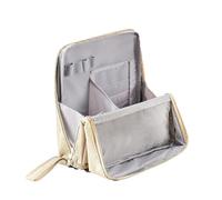 Bolsa de maquillaje de pie portátil de gran capacidad, organizador de cosméticos de apertura vertical con compartimentos para mujeres de viaje, beige, Simplicidad