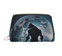 Bolsa de maquillaje de piel, bolsa de maquillaje de luna Wolf Warrior, bolsa de aseo de viaje para mujeres, bolsa de maquillaje, organizador de bolsas de maquillaje de gran capacidad, bonita bolsa de
