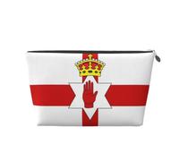 Bolsa de maquillaje de piel con bandera de Irlanda del Norte, bolsa de cosméticos impermeable