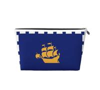 Bolsa de maquillaje de piel con bandera de la ciudad de Quebec, bolsa impermeable para cosméticos