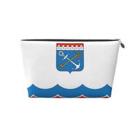 Bolsa de maquillaje de piel con bandera de Leningrado, bolsa impermeable para cosméticos