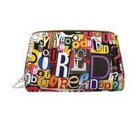 Bolsa de maquillaje de piel con estampado de cactus, pequeña bolsa de cosméticos de viaje para mujer, organizador de cosméticos para bolso, Letra y número, One Size