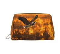 Bolsa de maquillaje de piel con estampado de globos de colores azules para mujer, bolsa de cosméticos para mujer, organizador de cosméticos para bolso, Loon Nature Bird, One Size