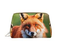 Bolsa de maquillaje de piel con estampado de globos de colores azules para mujer, bolsa de cosméticos para mujer, organizador de cosméticos para bolso, Fox, One Size