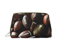 Bolsa de maquillaje de piel con estampado de muñeco de nieve, pequeña bolsa de cosméticos de viaje para mujer, organizador de cosméticos para bolso, Pila de balones de fútbol, One Size