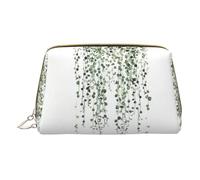 Bolsa de maquillaje de piel con estampado "Happy Valentine's Day" para mujer, bolsa de maquillaje organizadora de cosméticos para bolso, verde Plants, One Size