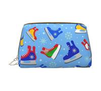 Bolsa de maquillaje de piel con estampado "Happy Valentine's Day" para mujer, bolsa de maquillaje organizadora de cosméticos para bolso, Hockey Elements Creative Pattern, One Size