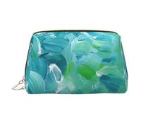 Bolsa de maquillaje de piel con textura de pintura al óleo, bolsa de cosméticos, organizador de viaje, bolso de aseo