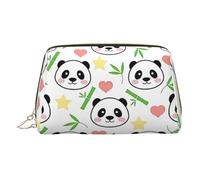 Bolsa de maquillaje de piel de PVC con diseño de oso panda y estrellas de bambú, organizador de viaje, Gold, One Size