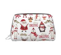 Bolsa de maquillaje de piel de PVC con diseño de Papá Noel, organizador de viaje, Silver, One Size