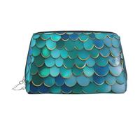Bolsa de maquillaje de piel de PVC con escamas de sirena, organizador de viaje, neceser de aseo, Silver, One Size